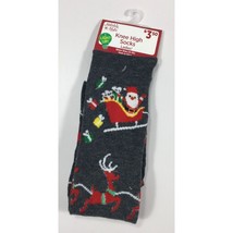 Holiday Style Ladies Knee High Santa &amp; Reindeer Socks Light Up Shoe Size 8-10 - £3.70 GBP