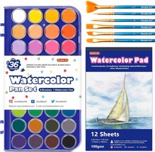 43 Pack Watercolor Paint Set 36 Colors Watercolor Paint Pan Set with 6 B... - £17.77 GBP