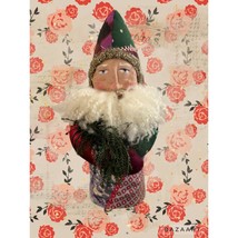 Folk Art Old World Crazy Quilt Cottage Core Santa Clause - £27.24 GBP