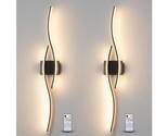 Two Pack Modern Dimmable Wall Sconces With Remote Control Black Wall Lig... - $90.45