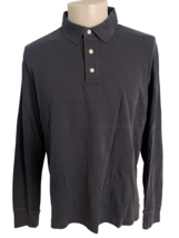 Lands&#39; End  Navy Blue Long Sleeve Polo Shirt Traditional Fit Size L - $441.56 MXN