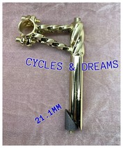 Chrome Platted Round Stem With Double Twisted Neck,Gold, 21.1M, Goozneck. Bike - £47.44 GBP