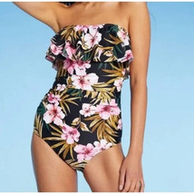 KONA SOL Strapless Double Flounce High Coverage One Piece Swimsuit (Size L) -NEW - £26.21 GBP