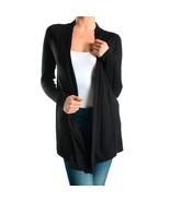 1 Women Sweater Size Small Cardigan Long Sleeve Top Casual Open Front Black - $31.99