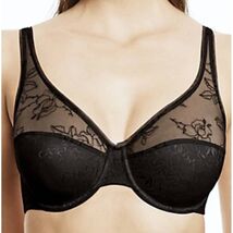 WACOAL My Obsession Black Jacquard &amp; Sheer Underwire Bra Womens Sz 40D - $17.82