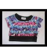 Build A Bear Workshop BFF Fringed Top Shirt Black Pink &amp; Purple Print - $7.91