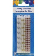 Long Metallic Party Candles with Stripes &amp; Polka Dots 12pc Set - $99.95 MXN