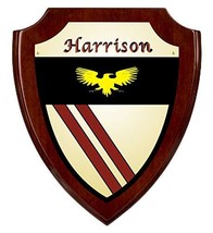 Harrison Irish Coat of Arms Shield Plaque - Rosewood Finish - £34.51 GBP