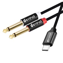 Usb C To 1/4" Inch Audio Cable, Type C To Dual 6.35Mm Trs Stereo Aux Cord Y Spli - £23.58 GBP