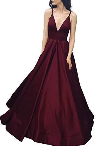 Kivary Custom Made Spaghetti Straps Deep V Neck Long Formal Prom Evening Dress B