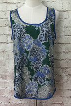 Harlowe Graham Drape Back Sleeveless Top Surplice Back SMALL Blue Green ... - $7.20