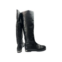 Sofia Baldi Siyah Croc Tall Fleece Lined Boots Black Fall Winter Sz 39 U... - £64.23 GBP