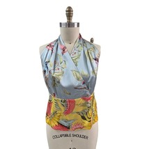 NwT VTG DONCASTER 100% Silk Halter top Birds Flowers Wearable Art Sz 18 - $87.32