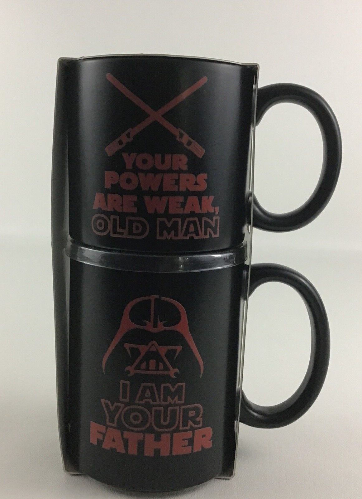 Star Wars Dad & Kid Stacking Mugs Hallmark Darth Vader Coffee Cups Disney New - $44.50