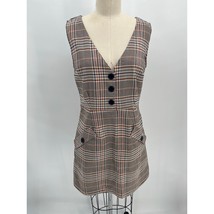 Modcloth Pinafore Dress Sz 12 Tan Brown Plaid Sleeveless Mini - $24.50