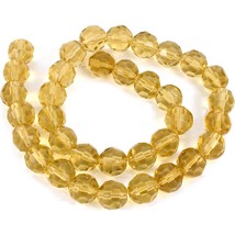 Yellow Round Faceted Glass Beads Loose 10mm 1 Strand - £5.65 GBP