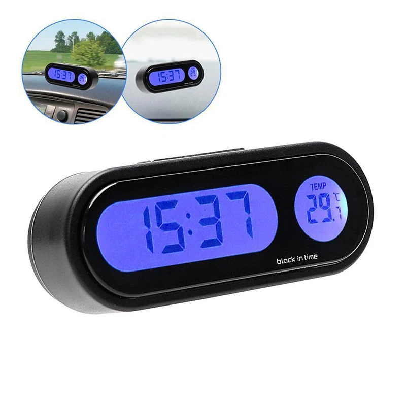 Car Mini Electronic Clock with Luminous Thermometer - £13.77 GBP