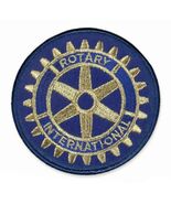 ROTARY CLUB INTERNATIONAL IRON ON PATCH 3" Round Blue Gold Gear Embroide... - $3.95