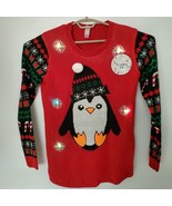 No Boundaries Womans Ugly Christmas Penguin Sweater Lights up Jrs Size X... - £19.93 GBP