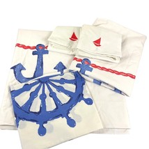 Vintage Lady Pepperell Twin Sheet Set – 5pc Nautical Boat Anchor Cutter ... - $18.05