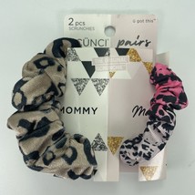 Scunci Pairs 2 Piece Scrunchies Mommy And Me Leopard Print &amp; Pink Leopard Print - £3.97 GBP