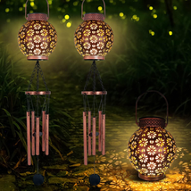 Mothers Day Gift for Mom Wife, 2PCS Solar Wind Chimes for outside Hanging Led So - £38.28 GBP