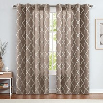 96 Inch Length 2 Panels Of Jinchan Curtains Taupe Linen Living Room Drapes Light - £41.52 GBP