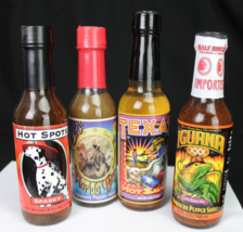 RARE! x4 hot sauce GLASS COLLECTIBLE BOTTLE New Old Stock Iguana Texas S... - £27.67 GBP