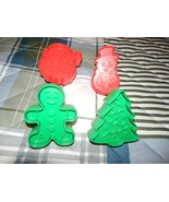 NICE Set 4  STAMP CHRISTMAS COOKIE CUTTERS Tree Gingerbread Man Santa Sn... - £9.07 GBP