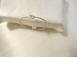 Department Store 8&quot; Silver Tone Simulated Diamond Bangle Bracelet M831 - £12.82 GBP