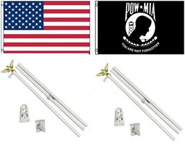 Mission Flags New 3&#39;x5&#39; POW MIA NOT Forgotten &amp; Embroidered American Flags &amp; 2 P - £35.30 GBP