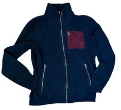 Hollister Sweatshirt Men&#39;s Size Medium Full Zip Navy Blue Collared Casua... - $11.99