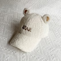 Love Bear Ears Hat Autumn Winter Letter Bear Embroidery Warm Cap Baseball Cap - £12.64 GBP