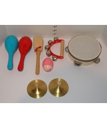 Lot of 8 Musical Instruments for kids Tambourine Maracas cymbals Clacker... - $24.70