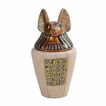 Egyptian God of The Dead Anubis Canopic Jar Statue 10.5&quot;H With Hieroglyphs Decor - £41.55 GBP