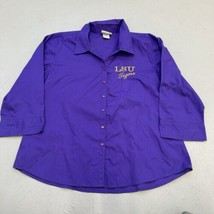 Las Olas LSU Tiger Shirt Women&#39;s Sz XL Button Up Shirt Y2K Vintage Embroidered - $19.79