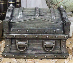 Caribbean Barbarian Pirate Davy Jones Spiked Treasure Chest Small Decora... - £30.59 GBP