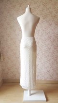 Ivory White Lace Pencil Skirt Outfit Women Custom Plus Size Boho Lace Skirts image 3