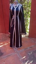 New luxury wedding Blue and Silver kaftan dress for women with cloak han... - $370.99