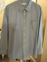 Mens Merona Xxl Blue White Stripe 100% Cotton Shirt Long Sleeve No Pocket - £10.06 GBP