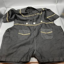 Antique Childs Black and White Silk Romper with Pockets and MOP Buttons - £100.56 GBP