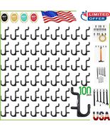 100-Piece Black Pegboard Hooks Kit - Durable J Hook Assortment for Storage - $350.61 MXN