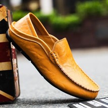 Men Shoes Casual Leather Mens Loafers Moccasins Designer Slip on Boat Shoes High - £51.86 GBP