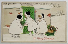 Merry Christmas Darling Girls Delivering Gifts Postcard T1 - £3.92 GBP