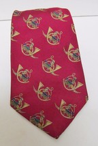 Polo Ralph Lauren Pheasant Horn Neck Tie 100% Silk Handmade Usa Red Vintage - £54.82 GBP