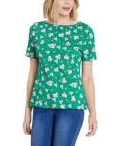 MSRP $20 Charter Club Cotton Gingham Boat-Neck Top Green Size Large - £8.99 GBP