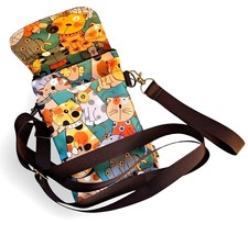 Crossbody Cell Wristlet or Makeup Bag Cat Small Choice Sections Slots Zip Purse - $10.66+