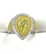 Pear Shaped 2.00 TCW GIA Fancy Yellow  Diamond Engagement Ring 18K White... - £5,916.93 GBP