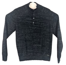 Mens Black Sweatshirt Large Buckle 1/4 Button - £30.35 GBP