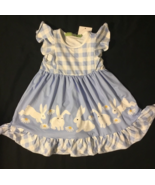 Millie Loves Lily Girls Blue Gingham Bunny &amp; Daisy Dress Size 2 New W/T - £17.24 GBP
